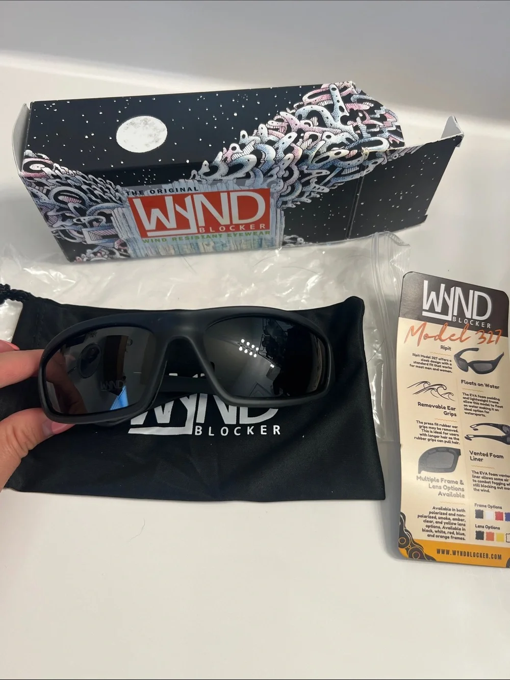 WYND Blocker Ripit 327 Wind Resistant Sunglasses Black Smoke Lens NWT Motorcycle